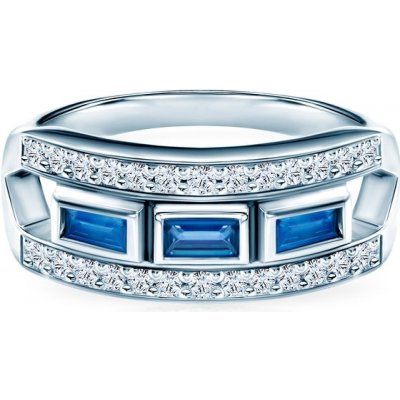 Savicki Zásnubný prsteň biele zlato modrý zafír diamanty SAVSP6085NSZ