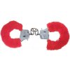 Toyjoy Furry Fun Cuffs - Plyšové kovové putá červená