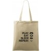 Play Eat Sleep Repeat game - Taška bavlnená - 42 x 38 cm ( Naturalna )