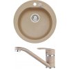 Alveus SET A233 Beige 55 SETA233 - Drez Granitový Niagara 10 - pr.510mm, vanička 400x380x175mm + bateria Nina