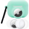 AppleKing 3v1 sada silikónového obalu a ochrannej fólie na prednú a zadnú stranu pre AirPods Pro 3 / AirTag 1 / 2 - mentolová - možnosť vrátiť tovar ZADARMO do 30tich dní