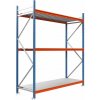 Majster Regál Kovový regál LONGSPAN 250x185x100-3-Metal, Modrá/Oranžová