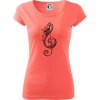 Husľový kľúč kvety - Dámske tričko Pure - XS ( Korálová )