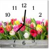 Nástenné sklenené hodiny Tulipány 30x30 cm