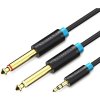 Vention 3,5 mm Male to 2× 6,3 mm Male Audio Cable 0,5 m Black BACBD