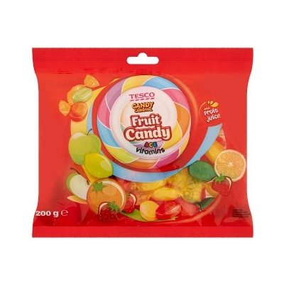 Tesco Candy Carnival Ovocné cukríky s vitamínmi A C E s náplňou 200 g od  0,99 € - Heureka.sk