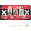Ceduľa plechová ŠPZ retro AMSTERDAM red light district (dobová tabuľa - evidenčná značka Amsterdamu)