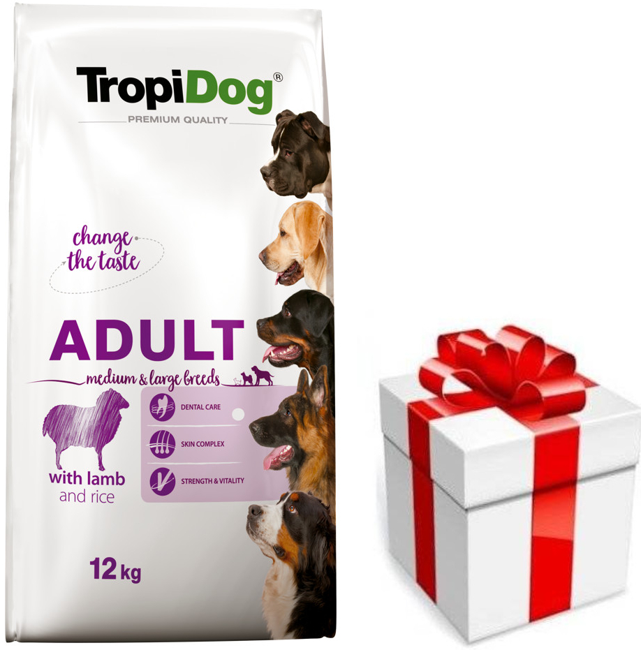 TropiDog Premium Adult Medium & Large BREEDS s jahňacím mäsom a ryžou 12 kg