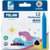 Pastelky MILAN MAXI plastické 10 ks + 2 ks FLUO