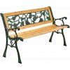 Záhradná lavička 122 cm, motív ruží, drevo/liatina