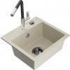 MEXEN/S MEXEN/S - Milo granitový drez 1-miska vrátane batérie Flora, béžová 6505-69-670401-07-B