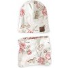 Rebrovaný set čiapka + nákrčník - Peony Dreamland