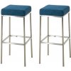 Sada 2 barových stoličiek Montreal 85 látka nerez, modrá
