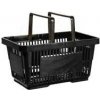 Nákupný košík, s dvomi rúčkami, čierny plast