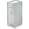 SAVANA Sprchový box LIVIA WHITE, obdĺžnikový, 100 x 70, profil chróm, sklo transparent, zadné biele, vanička, bez striešky