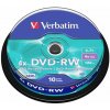 DVD RW disk, prepisovateľný 4,7GB, 4x, 10 ks, cake box, VERBATIM