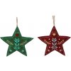 CHOMIK VIANOČNÁ OZD. VISIACI PRÍVESOK HVIEZDA 10 X 2 X 18 CM ZELENÁ/BORDOVÁ 1ks