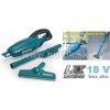 Makita DCL 180 Z + podlahová hubica, úzka hubica + držiak, odsávacia trubica, filtračný sáčok, predfilter - aku vysávač DCL180Z (18V, bez akumulátorov, nabíjačky a prepravného kufra)