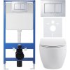 CERANO - Kompletný podomietkový WC set Dure - biela lesklá - WC tlačidlo Classic, chróm - predstenová inštalácia - 51x35 cm CER-665872