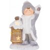 Dekorácia MagicHome Vianoce, Chlapček so schránkou, 1 LED, 3xAA, keramika, 33x23x45 cm