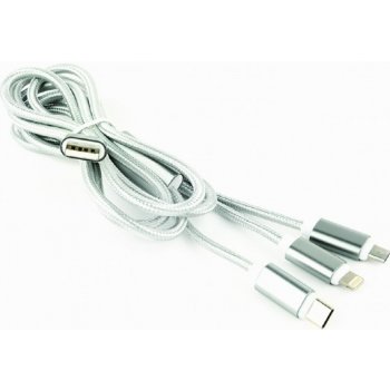 Gembird CC-USB2-AM31-1M-S USB charging combo 3-in-1, 1m, stříbrný