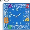Detské hodiny na stenu s farebnými písmenkami modrá