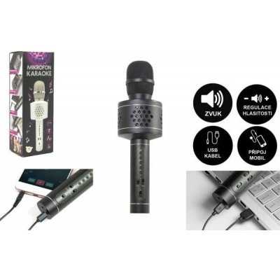 Teddies Mikrofón Karaoke Bluetooth čierny na batérie s USB káblom 00850437