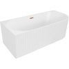 Mexen Gia vaňa voľne stojaca rohová ryhovaná ľavá 170 x 80 cm, biela mat, prepad ružové zlato - 52701708001L-60