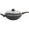 SKK 27614 Titánová indukčná panvica wok, liatinový wok so sklenenou pokrievkou, Ø 32 cm, s