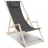 Jiubiaz Deck Chair Beach Lounger Relaxing Lounger Self-Assembly Drevené plážové lehátko Skladacie sivé s madlami
