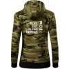 Eat sleep play - šach - Mikina dámska trendy zipper s kapucňou - L ( Zelený maskáč )
