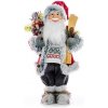MagicHome Dekorácia Vianoce Santa s lyžami a drevom 80 cm