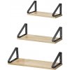 Vasagle Nástenné konzolové police ABBY, 3ks, 30/35/40x12cm, čierna/bledá hnedá LWS033B11