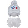 New Baby Zimná detská čiapočka so šálom psík tmavo modrá