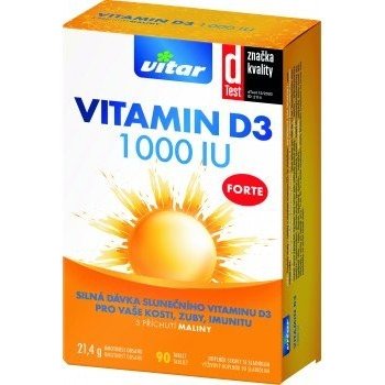 Revital Vitamín D3 FORTE 1 000 IU tbl s príchuťou maliny 90 ks