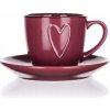 BANQUET Šálka s podšálkou SRDCE 260 ml, bordová farba
