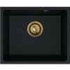 Sink Quality Crypton 55, kuchynský granitový drez 460x375x205 mm + zlatý sifón, čierna škvrnitá, SKQ-CRY.B.1KBO.55.XG