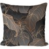 Soovi Home Obliečka na vankúš Copper Luxe – čierno-medený listový vzor s geometrickým efektom Veľkosť: 50x50 mikrovlákno