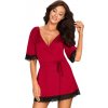 Elegantní župan Sensuelia peignoir red - Obsessive XXL Červená