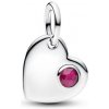 Prívesok PANDORA Gravírovateľné srdce s červeným krištáľom 794295C07