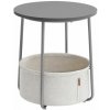 Okrúhly odkladací stolík s látkovým košom, šedý, 45×51 cm