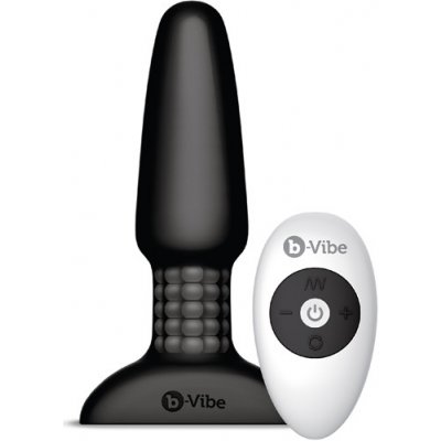 b-Vibe Rimming Remote Control Plug - Bezdrôtový vibračný rotačný kolík Čierna