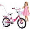 Detský bicykel 16 palcov pre dievča s košíkom a vodiacou tyčou +