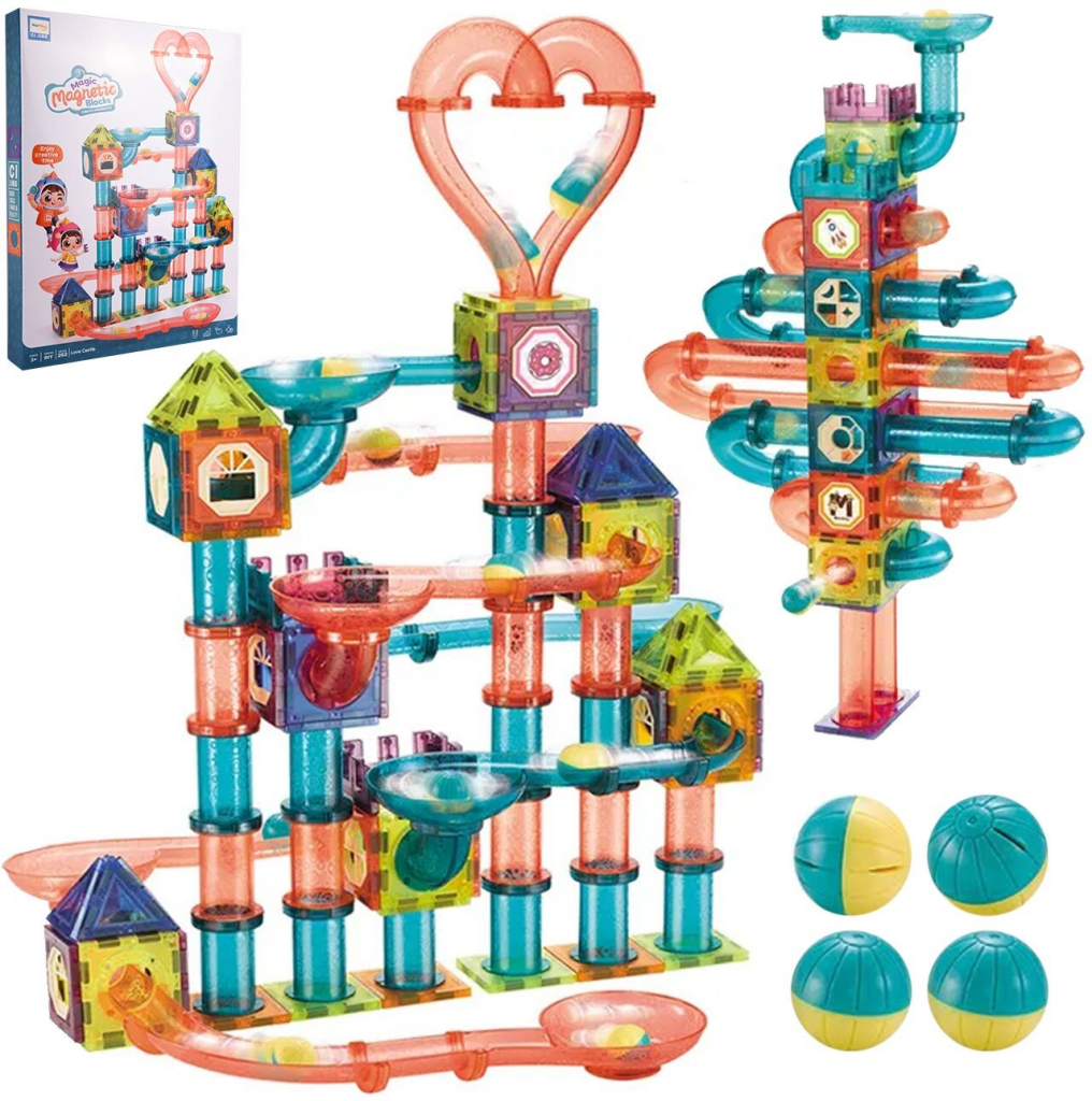 Majlo Toys Magnetická 3D stavebnica so šmykľavkou Magic Magnetic 262 ks