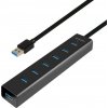 AXAGON HUE-SA7BP, 7x USB 3.0 ALU CHARGING hub, vč. AC adaptéru, kabel USB-A 40cm