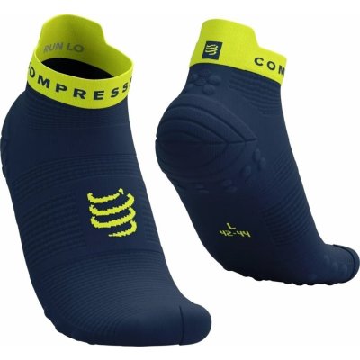 Compressport Pro Racing Socks V4.0 Run Low Dress Blues/Green Sheen