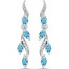 Nefertitis Náušnice strieborné s brúsenými Blue Sky topazy a zirkónmi Ag 925 022211 BT NF55687 - 3,7 cm, 5 g