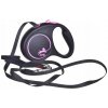 FLEXI automatické vodítko Black Design S, popruh 5 m/15 kg, ružové