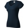MALFINI ADLER 162 FIT V-NECK DÁMSKE BAVLNENÉ TRIČKO TMAVO MODRÁ 02 - XS