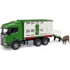 Bruder Nákladné auto SCANIA Super 560R - prepravník na zvieratá, zelený